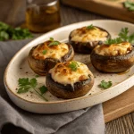A platter of cheesy stuffed mushrooms