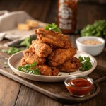 Crispy Air Fryer Chicken Wings served on a plate with sauce