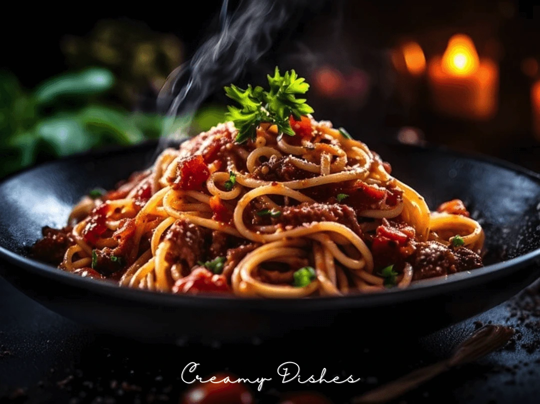 Spaghetti Bolognese with Parmesan and Basil