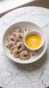 Raw shrimp and beaten eggs for shrimp and egg fried rice recipe